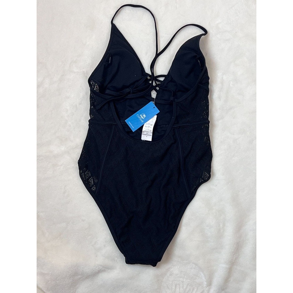 Cupshe black one piece lace side swimsuit S - Picture 4 of 4